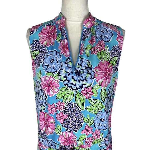 IBKUL Larisa Drawstring Golf Dress Sleeveless Floral Pink Turquoise Size XS - Picture 7 of 10